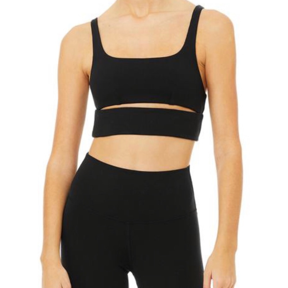 alo | Black Slit Sports Bra Small